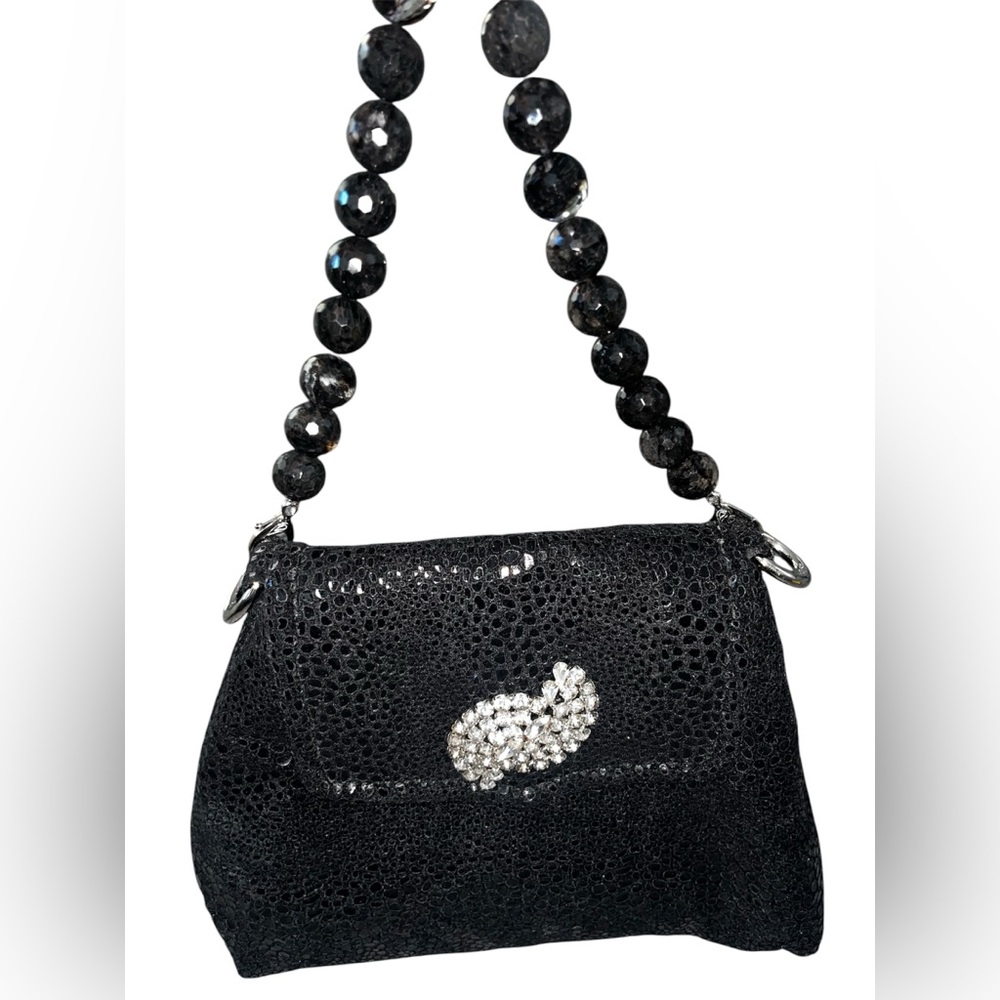 Nina Perrera Black Formal Pearl Embellished Handbag